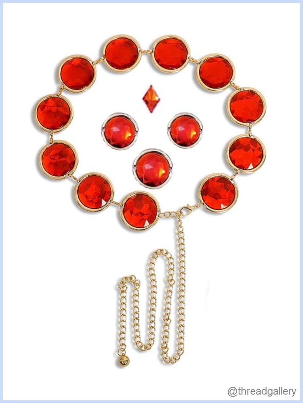 Raven Cosplay Belt Red Gem Waist Chain Adjustable Halloween Costume Accessory